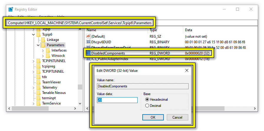 تغییر اولویت IPv6 به IPv4 در رجیستری